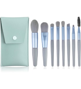 makyaj fırçaları, 8 PCS seyahat seti, mini taşınabilir yumuşak kıllı fırça kiti, PU çanta ile fondöten göz farı dudak uygulaması, profesyonel yüz ve göz makyajı için kadınlar ve kızlar