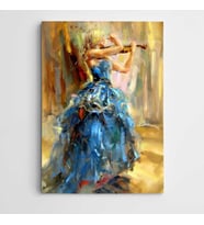 Keman Çalan Kadın Modern Sanat Kanvas Tablo