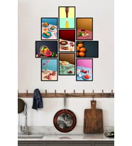 Çerçevesiz Çerçeve Görünümlü 9 Parça Mdf Mutfak Gastronomi Temalı Tablo Seti