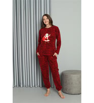 Akbeniz Welsoft Kadın Polar Sevgili Kombini Pijama Takımı 50125 Tek Takım Fiyatıdır (Kırmızı)