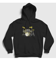 Presmono Unisex Siyah Music Drums Bateri Kapüşonlu Sweatshirt 372090tt