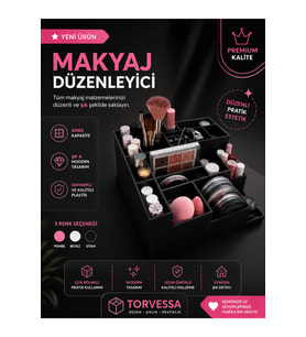 Çok Bölmeli Makyaj ve Kozmetik Düzenleyici, Şık ve Fonksiyonel Tasarım