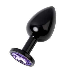 ETSMagaza Metal Mor Taşlı Siyah Plug Orta Boy