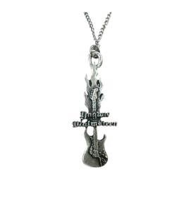 Yngwie J. Malmsteen Alevli Elektro Gitar Kolye – Unisex - 60 cm Zincir (Gümüş)