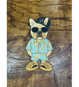 ÜTÜ İLE YAPIŞAN GÖZLÜKLÜ KÖPEK ARMA DİKİŞ APLİKE 14X7 CM