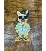 ÜTÜ İLE YAPIŞAN GÖZLÜKLÜ KÖPEK ARMA DİKİŞ APLİKE 14X7 CM