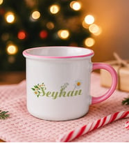 BK Gift Kişiye Özel İsimli Pembe Emaye Kupa Bardak -11, Arkadaşa Hediye, Sevgiliye Hediye
