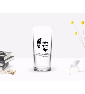 BK Home Renkli Baskılı Atatürk Temalı Rakı Bardağı-24 (Beyaz)
