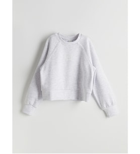 LCW Kids Gri Bisiklet Yaka Baskılı Kız Çocuk Sweatshirt