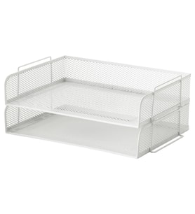 2 Katlı Evrak Rafı MeridyenDukkan Düzenleme Metal Raf Beyaz
