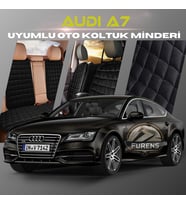 Audi A7 Siyah Renk Tay Tüyü Cepli & Terletmez Sırtlı Oto Koltuk Minder Seti - Koltuk Koruma Kılıfı (ÖN & ARKA TAM SET)