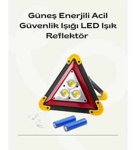 Solar Şarjlı Üçgen Led Park İkaz Lambası - Lisinya