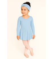 Uzun Kollu Etekli Full Lycra Coton Bale Mayosu-Çocuk (Bebe Mavi)