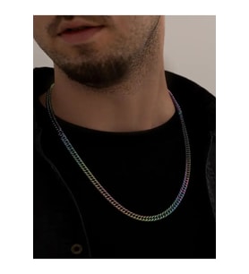 5mm Kalınlık Alacalı Renk Gurmet Model • Sevgiliye • Eşe • Babaya • Arkadaşa Hediye Çelik Kolye