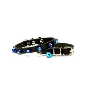 Cattie Gerçek Deriden El Yapımı Boncuklu Kedi Boyun Tasması 1x18-22cm - Black