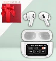 ANC/ENC Aktif A9 Pro Dokunmatik Oled Gösterge Ekranlı Bluetooth Kulaklık - HEDİYE KUTULU (Beyaz)