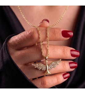 14 ayar kaplama anka kuşu çelik kolye (Altın)