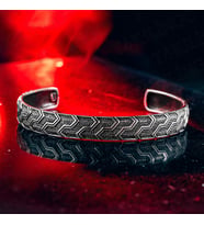 925 Ayar Gümüş Etnik Desenli Vintage Model Açık Cuff Erkek Bileklik
