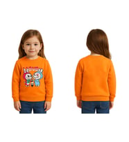 Unisex Labubu Baskılı Çocuk Swaetshirt 3 İplik Şardonlu (Turuncu)