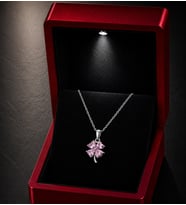 925 Ayar Gümüş Pembe Kalp Taşlı Yonca Kolye