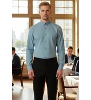 Erkek Keten Görünümlü Düğmeli Yaka Apolet Detaylı Slim Fit Uzun Kollu Yazlık Pamuklu Gömlek