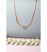 İtalyan Yassı Kolye 925 Ayar Gümüş Zincir Kolye (Rose)