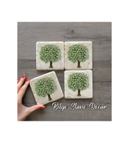 bilge tasarım Stone Decor Taş Bardak Altlığı 4'lü Set 10x10x1 Cm desenli