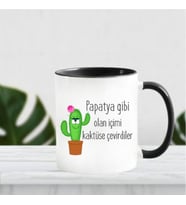 ATARLI SÖZ KAKTÜS DETAYLI SİYAH RENKLİ KUPA