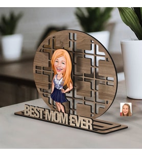 BK Gift Kişiye Özel 3 Katmanlı Anne Karikatürlü Ahşap Biblo-2, Anneye Hediye, Anneler Günü Hediyeleri