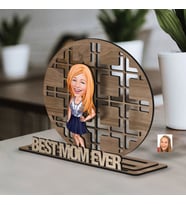 BK Gift Kişiye Özel 3 Katmanlı Anne Karikatürlü Ahşap Biblo-2, Anneye Hediye, Anneler Günü Hediyeleri