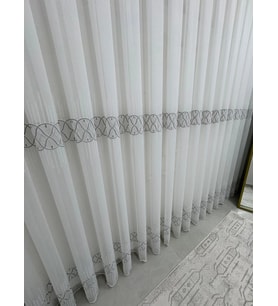 NİVEMESHOME V-105 MARİNA GÜMÜŞ 1/2,5 PİLELİ BAMBU TÜL PERDE