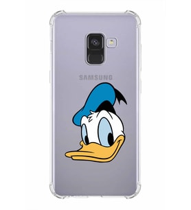 Samsung Galaxy A8 2018 Uyumlu Köşe Korumalı Antişok Kapak Donald Duck  Tasarımlı Şeffaf Kılıf