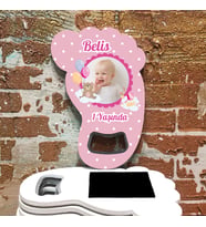 Ayak İzi Açacaklı Hediyelik Magnet - Pembe Kız Bebek - Resimli Magnet