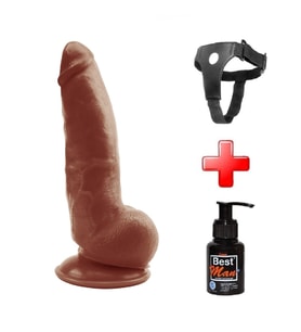 Lilitu Shop 21,5 cm Belden Bağlamalı Realistik Vantuzlu Melez Dildo Penis