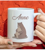 BK Gift Anne ve Yavrusu Beyaz Kupa Bardak -3, Anneler Günü ve Kadınlar Günü Hediyesi
