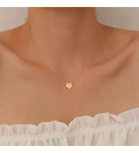 Kişiye Özel 925 Ayar Gümüş Minimalist Kalp Harf Kolye (Gold)
