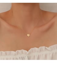Kişiye Özel 925 Ayar Gümüş Minimalist Kalp Harf Kolye (Gold)