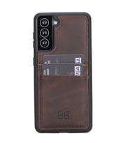 Bouletta Samsung Galaxy S21 Uyumlu Deri Kartlıklı Arka Kapak TN03 Kahve (Kahverengi)