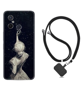 Xiaomi Redmi 12C Kılıf Resimli Boyun Askılı İpli Desenli Silikon Star Woman 1332