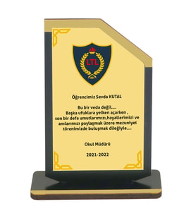 Siyah Ahşap Plaket - Altın Metalli