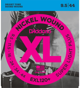 D'Addario EXL120+ XL Nickel Serisi Elektro Gitar Tel Seti (Super Light Plus - 9.5-44 - Nickel Wound)