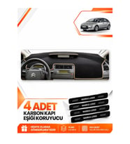 CITROEN C4 (2004-2009) Uyumlu Ön Torpido Koruma Kılıfı Halısı - Siyah Bej