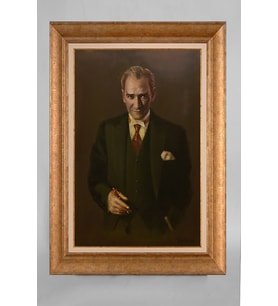Çerçeveli Paspartulu Atatürk Tablo a81 (Gold)