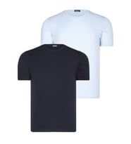 İKİLİ SET T8569 DEWBERRY BİSİKLET YAKA ERKEK T-SHIRT-MAVİ-LACİVERT (MAVI-LACIVERT)