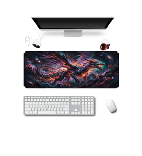 SonicTouch Klavye Mousepad 40x90cm Dikişsiz Pürüzsüz Su Geçirmez Kaymaz Galaksi Ejderhası