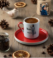 Kişiye Özel Karikatürlü İkon Türk Kahvesi Fincanı Doğum Günü Hediyesi