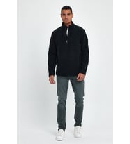 Erkek Rahat Kalıp Softech Polar Yarım Fermuarlı Sweatshırt spr24pw20 (Siyah)