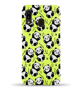 Samsung Galaxy A20e Uyumlu Lansman Kılıf Panda Tasarımlı İçi Kadife Kapak-Sarı (Şeffaf)