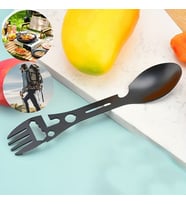 2'li Paket Taktiksel Spork Kaşık Çatal - 5 Fonksiyonlu - Paslanmaz Çelik