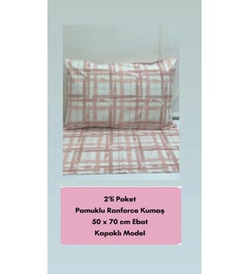 NİVEMESHOME PEMBE EKOSE DESEN 2 Lİ YASTIK KILIFI KAPAKLI 50X70